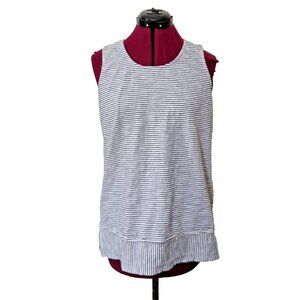 Lands' End Women’s Tank Top Size Small Black White Striped Knit Side Split